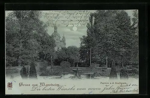 Mondschein-AK Mannheim, Partie a. d. Stadtpark