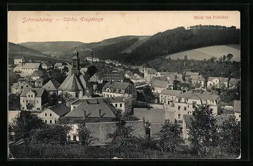 AK Schmiedeberg / Erzgeb., Stadtblick mit Pöbeltal