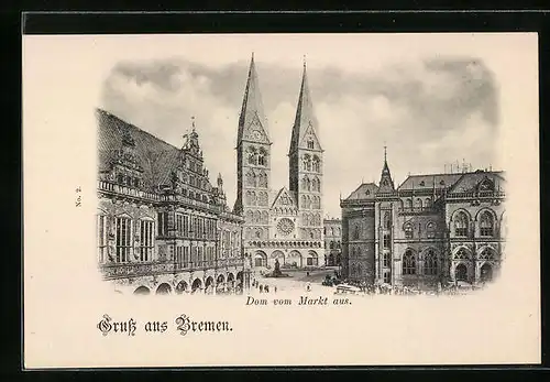 AK Bremen, Dom vom Markt aus