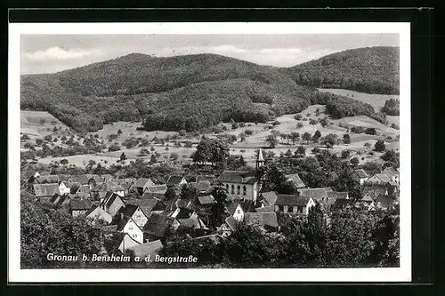 AK Gronau an der Bergstrasse, Ortstotale mit der Kirche