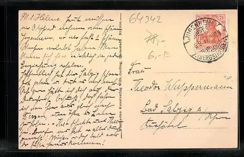 AK Jugenheim a. d. Bergstrasse, Ortspanorama mit der Kirche