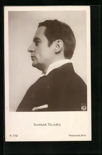 AK Schauspieler Gunnar Tolnaes, seitlich portraitiert