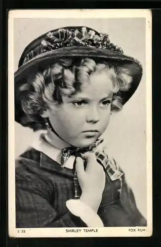 AK Schauspielerin Shirley Temple, der Lockenkopf mit einem Hut