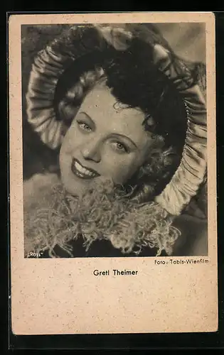 AK Schauspielerin Gretl Theimer, mit einem Hut abgelichtet