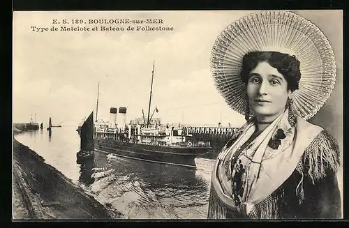 AK Boulogne-sur-Mer, Type de Matelote et Bateau de Folkestone