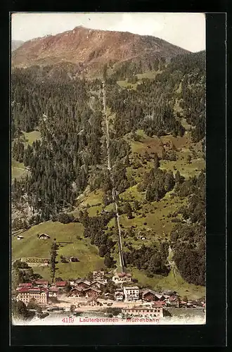 AK Lauterbrunnen, Blick auf die Mürrenbahn