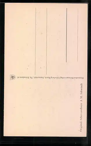 AK Scherenschnitt A. M. Schwindt, Schmetterling im Anflug auf einen Blütenstrauss