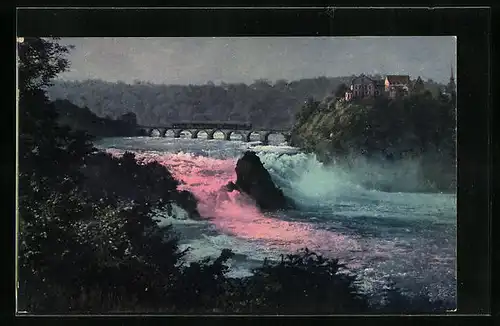 AK Neuhausen, die Brücke am Rheinfall