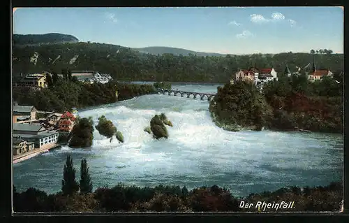 AK Neuhausen, Panoramablick mit dem Rheinfall