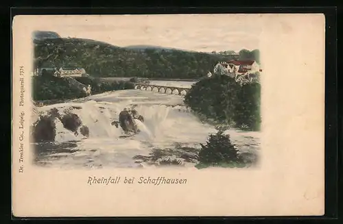 AK Schaffhausen, die Brücke über dem Rheinfall