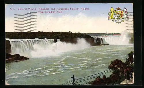 AK General View of American and Horseshoe Falls of Niagara fram Canadian Side