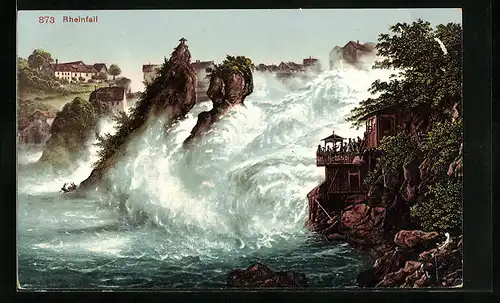 AK Neuhausen, Pavillon mit Aussicht am Rheinfall