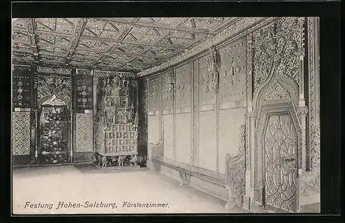 AK Salzburg, das Fürstenzimmer in der Festung Hohen-Salzburg