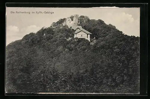 AK Frankenhausen, Blick zur Ruine Rothenburg im Kyffh.-Gebirge