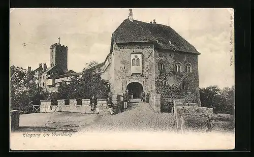 AK Eisenach, die Wartburg, am Eingang zur Burg