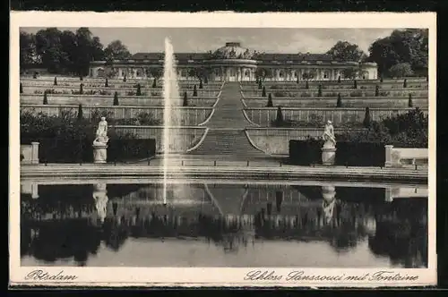 AK Potsdam, Schloss Sanssouci, an der Fontaine