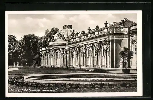 AK Potsdam, Schloss Sanssouci, Parkanlagen am Rechten Flügel
