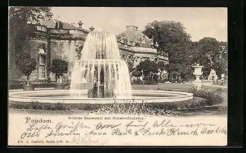 AK Potsdam, Schloss Sanssouci, an der Schalenfontaine