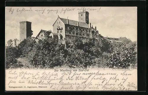 AK Eisenach, die Wartburg, Ansicht von Süd-Ost