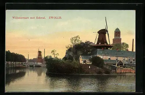 AK Zwolle, Willemsvaart met Eekwal, Windmühle