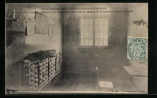 AK Fresnes, Interieur d`une Cellule ordin ire vue d ensemble, Gefängniszelle