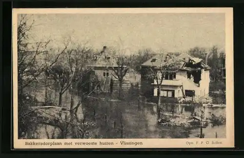 AK Vlissingen, Bakkersdorplaan met verwoeste huizen