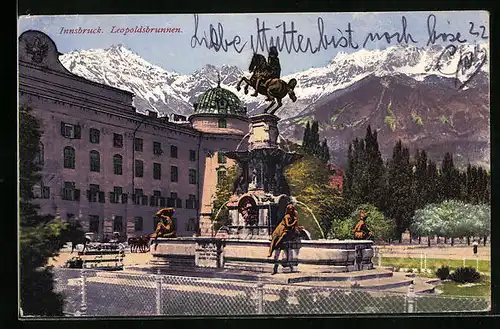 AK Innsbruck, am Leopoldsbrunnen