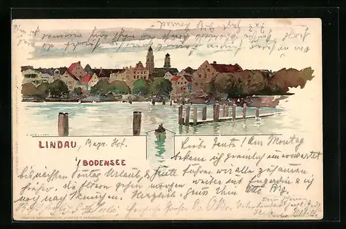 Künstler-AK Fritz Voellmy: Lindau / Bodensee, Gesamtansicht