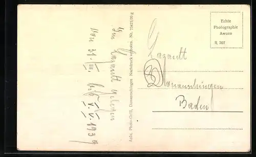 AK Donaueschingen, Aussenansicht vom Lazarett