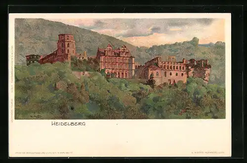 Künstler-AK Karl Mutter: Heidelberg / Neckar, Blick auf das Schloss