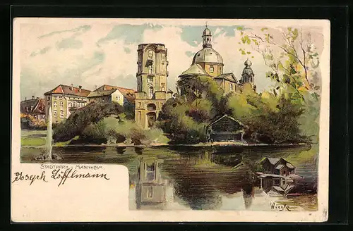 Künstler-AK Mannheim, Idylle im Stadtpark