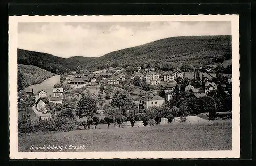 AK Schmiedeberg / Erzgeb., Panorama von der Anhöhe gesehen