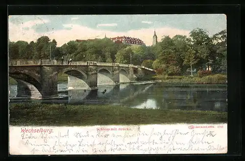 AK Wechselburg, Schloss mit Brücke
