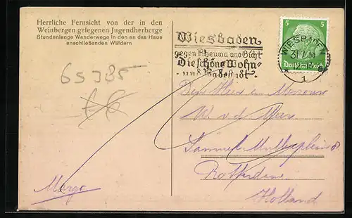 AK Rüdesheim / Rhein, Blick zur Jugendherberge