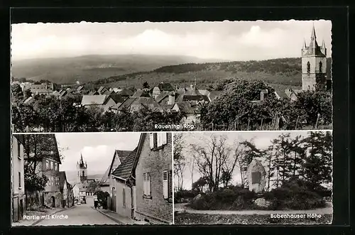 AK Rauenthal / Rhg., Bubenhäuser Höhe, Teilansicht mit Kirche, Panorama