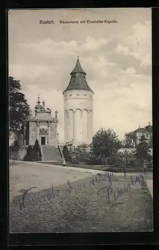 AK Rastatt, Wasserturm mit Einsiedler-Kapelle