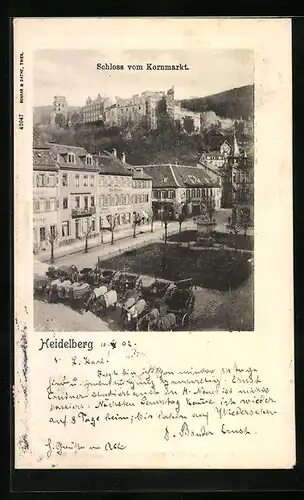 AK Heidelberg / Neckar, Schloss vom Kornmarkt gesehen