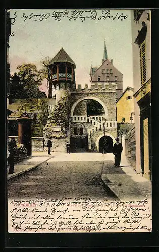 AK Wiesbaden, neues Römisches Tor in der Heidenmauer