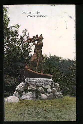 AK Worms a. Rh., am hagen-Denkmal