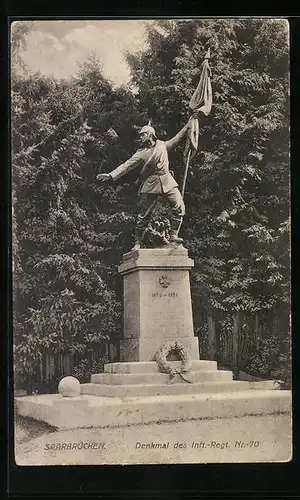 AK Saarbrücken, Denkmal des Inft.-Regt. Nr. 70
