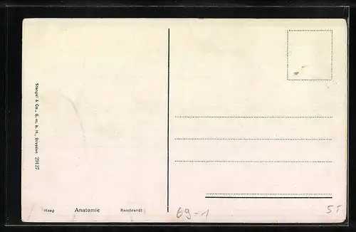 AK Rembrandt in Haag, Anatomie-Unterricht