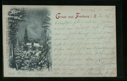 AK Freiburg i. B., Stadt im Winterglanz
