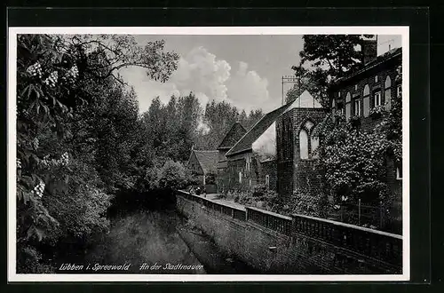 AK Lübben / Spreewald, an der Stadtmauer