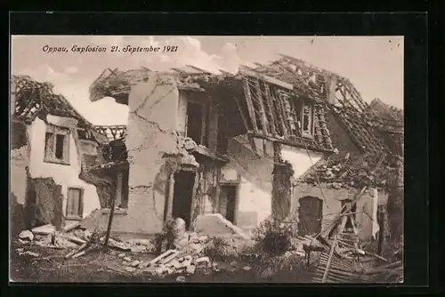 AK Oppau, Explosion 21. September 1921, Häuserruinen
