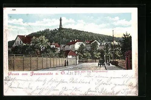AK Freienwalde a. O., Blick nach dem Kriegerdenkmal