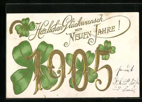 AK Jahreszahl 1905 mit Kleeblättern