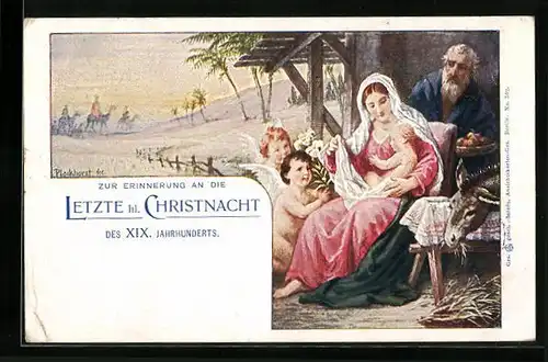 AK Weihnachtsengel bei der heiligen Familie