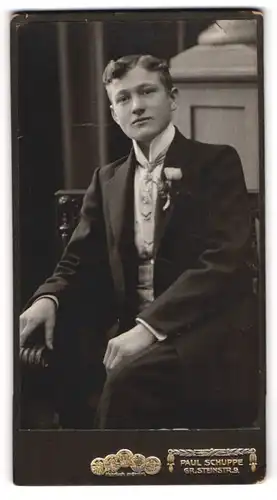 Fotografie Paul Schuppe, Halle a /S., Gr. Steinstr. 9, Junger Herr im Anzug mit Krawatte