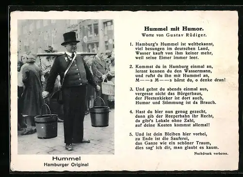 AK Hamburg, Gedicht Hummel mit Humor