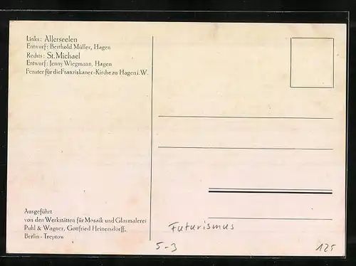 AK Kirchenfenster im Stil des Futurismus von Berthold Müller und Jenny Wiegmann